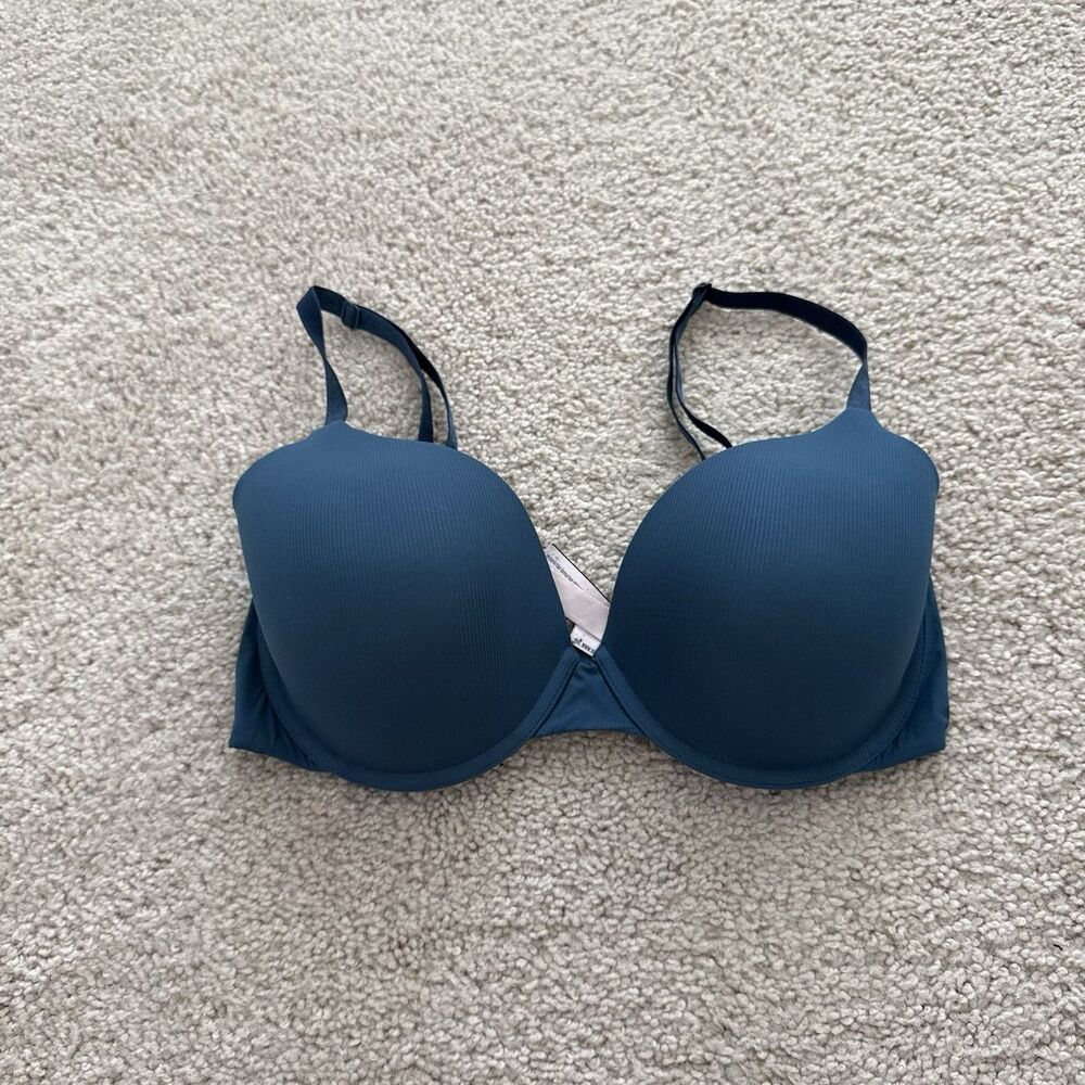 Victoria’s Secret Teal T-Shirt Collection Lightly Lines Demi Bra 34DD Classic